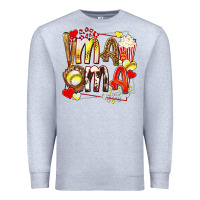 Heather Grey mama softball baseball with popcorn Premium Sweatshirt - texasbilliewilder