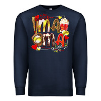 Navy mama softball baseball with popcorn Premium Sweatshirt - texasbilliewilder