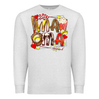 Oatmeal Heather mama softball baseball with popcorn Premium Sweatshirt - texasbilliewilder