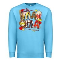 Ocean Blue mama softball baseball with popcorn Premium Sweatshirt - texasbilliewilder