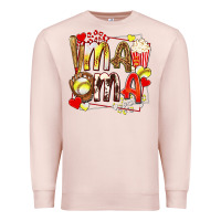 Pale Pink mama softball baseball with popcorn Premium Sweatshirt - texasbilliewilder