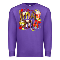 Purple mama softball baseball with popcorn Premium Sweatshirt - texasbilliewilder