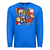 True Royal mama softball baseball with popcorn Premium Sweatshirt - texasbilliewilder