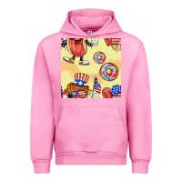 Fuchsia Pink patriotic hotdog ice cream donat Urban Hoodie - BundleAndBundleShop