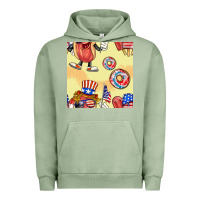 Pigment Oil Green patriotic hotdog ice cream donat Urban Hoodie - BundleAndBundleShop