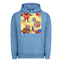 Pigment Pebble Blue patriotic hotdog ice cream donat Urban Hoodie - BundleAndBundleShop