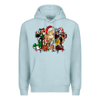 Blue Mist joy and cow christmas candies and letters Premium Hoodie - AdoDesignShop