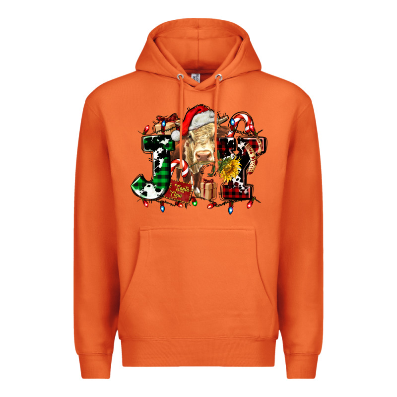 Joy And Cow Christmas Candies And Letters Premium Hoodie by AdoDesignShop | Teevron