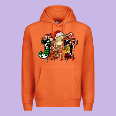 Joy And Cow Christmas Candies And Letters Premium Hoodie Designed By Adodesignshop