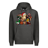 Charcoal Heather joy and cow christmas candies and letters Premium Hoodie - AdoDesignShop