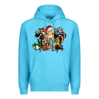 Ocean Blue joy and cow christmas candies and letters Premium Hoodie - AdoDesignShop