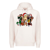 Pale Pink joy and cow christmas candies and letters Premium Hoodie - AdoDesignShop