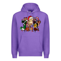 Purple joy and cow christmas candies and letters Premium Hoodie - AdoDesignShop