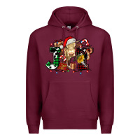 Burgundy joy and cow christmas candies and letters Premium Hoodie - AdoDesignShop