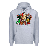 Heather Grey joy and cow christmas candies and letters Premium Hoodie - AdoDesignShop
