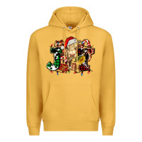 Mustard joy and cow christmas candies and letters Premium Hoodie - AdoDesignShop
