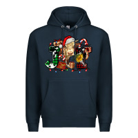 Navy joy and cow christmas candies and letters Premium Hoodie - AdoDesignShop