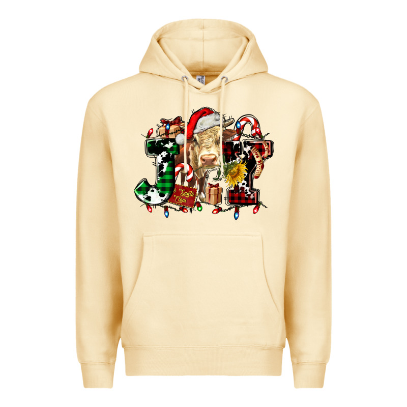 Joy And Cow Christmas Candies And Letters Premium Hoodie by AdoDesignShop | Teevron