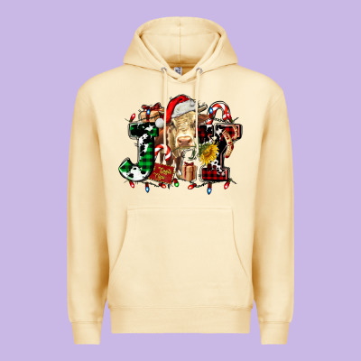 Joy And Cow Christmas Candies And Letters Premium Hoodie Designed By Adodesignshop