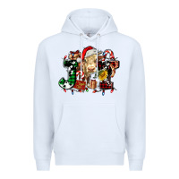 White joy and cow christmas candies and letters Premium Hoodie - AdoDesignShop