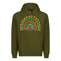 Army Green autism heart ribbon rainbow Premium Hoodie - AdoDesignShop