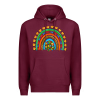 Burgundy autism heart ribbon rainbow Premium Hoodie - AdoDesignShop