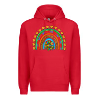 Red autism heart ribbon rainbow Premium Hoodie - AdoDesignShop