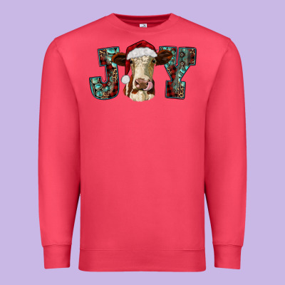 Christmas Joy With Heifer Cow Premium Sweatshirt Designed By Ranaportraitstore