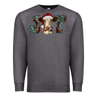 Charcoal Heather christmas joy with heifer cow Premium Sweatshirt - RanaPortraitStore