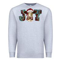 Heather Grey christmas joy with heifer cow Premium Sweatshirt - RanaPortraitStore