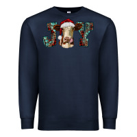 Navy christmas joy with heifer cow Premium Sweatshirt - RanaPortraitStore
