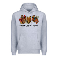 Heather Grey peace love rodeo Premium Hoodie - JahusDesignShop