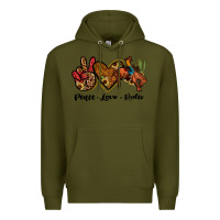 Army Green peace love rodeo Premium Hoodie - JahusDesignShop