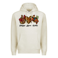 Oatmeal Heather peace love rodeo Premium Hoodie - JahusDesignShop