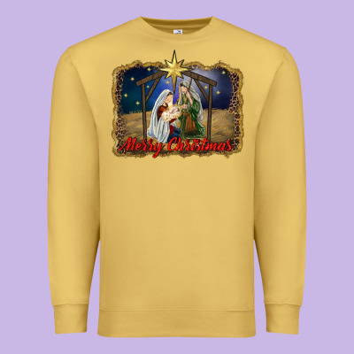 Merry Christmas Holy Family Premium Sweatshirt Designed By Ranaportraitstore