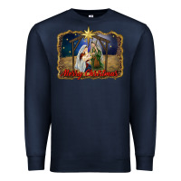 Navy merry christmas holy family Premium Sweatshirt - RanaPortraitStore