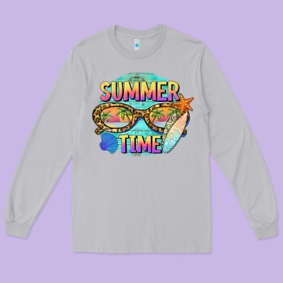 Summer Time Sunset Glasses Long Sleeve Tee Designed By Barkaloodesign