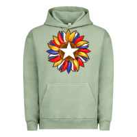 Pigment Oil Green american flag and sunflower with star Urban Hoodie - Artiststas
