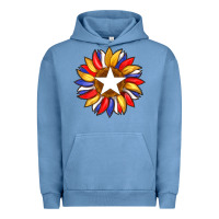 Pigment Pebble Blue american flag and sunflower with star Urban Hoodie - Artiststas