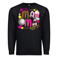 Black mama volleyball with popcorn Premium Sweatshirt - texasbilliewilder