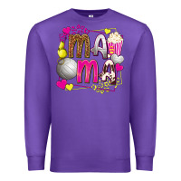 Purple mama volleyball with popcorn Premium Sweatshirt - texasbilliewilder