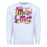 White mama volleyball with popcorn Premium Sweatshirt - texasbilliewilder