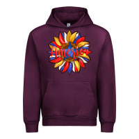 Mauve Wine america with american flag colors and sunflower with star Urban Hoodie - Artiststas