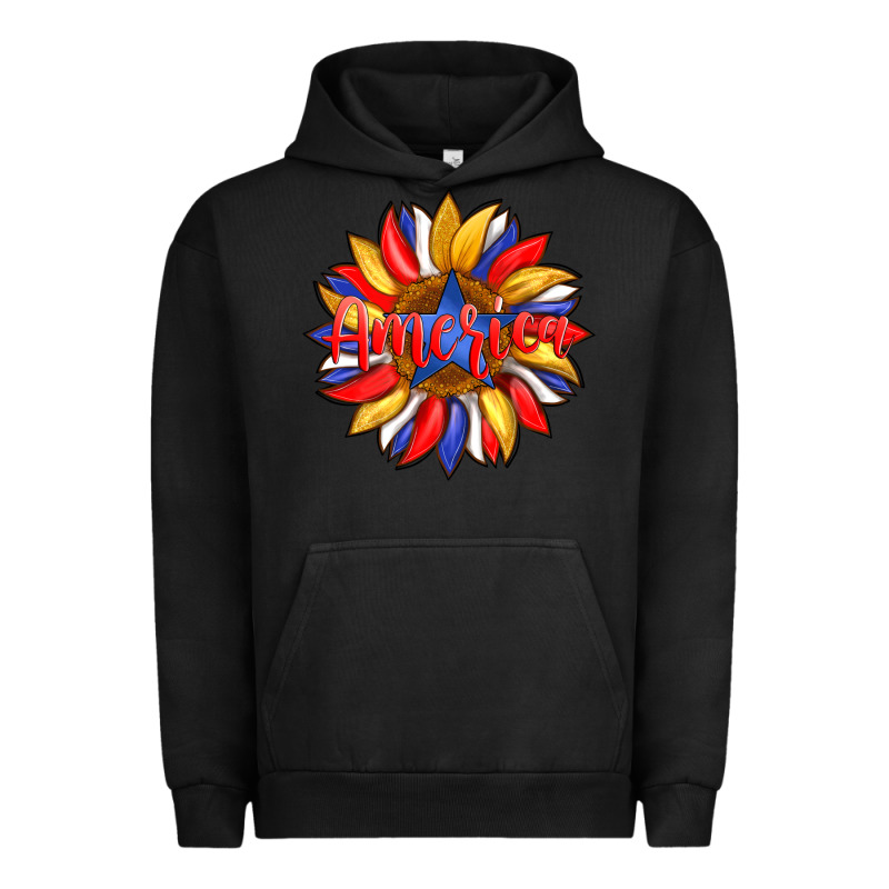 America With American Flag Colors And Sunflower With Star Urban Hoodie by Artiststas | Teevron