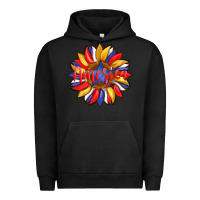 Pigment Black america with american flag colors and sunflower with star Urban Hoodie - Artiststas
