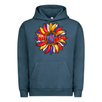 Pigment Midnight Navy america with american flag colors and sunflower with star Urban Hoodie - Artiststas