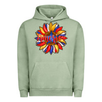 Pigment Oil Green america with american flag colors and sunflower with star Urban Hoodie - Artiststas