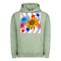Pigment Oil Green patriotic sunflowers Urban Hoodie - BundleAndBundleShop