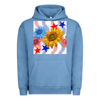 Pigment Pebble Blue patriotic sunflowers Urban Hoodie - BundleAndBundleShop