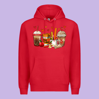 Teacher Coffee Cups Premium Hoodie Designed By Jasminsmagicworld